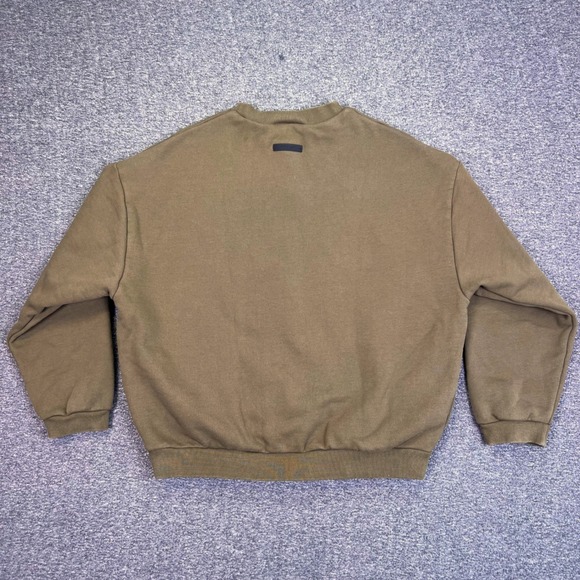 Fear of God Essentials Crewneck Sweatshirt Men S Military Green Pockets Pullover - Picture 12 of 16